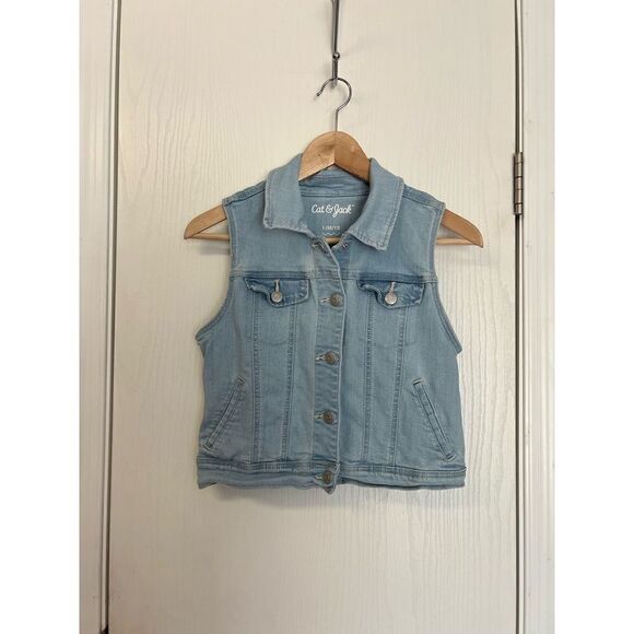 Cat and Jack Girls Denim Vest - Picture 1 of 4